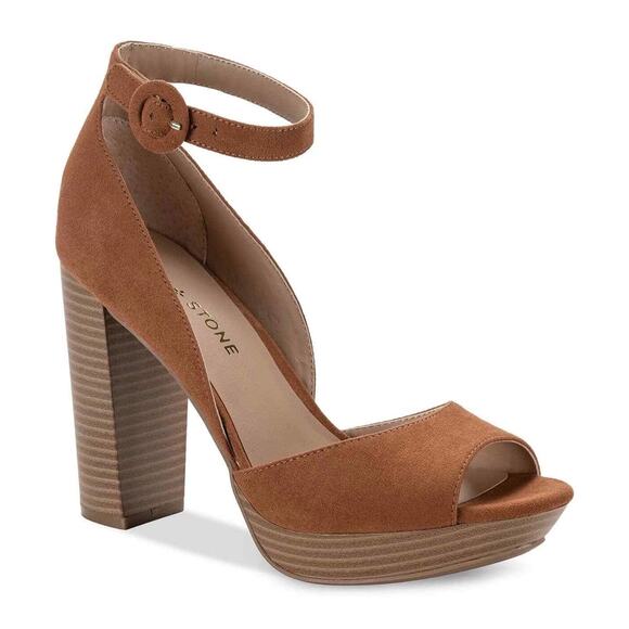 Sun + Stone Whiskey Reeta Block-Heel Platform Sandals - 7 - Whiskey - Picture 1 of 5